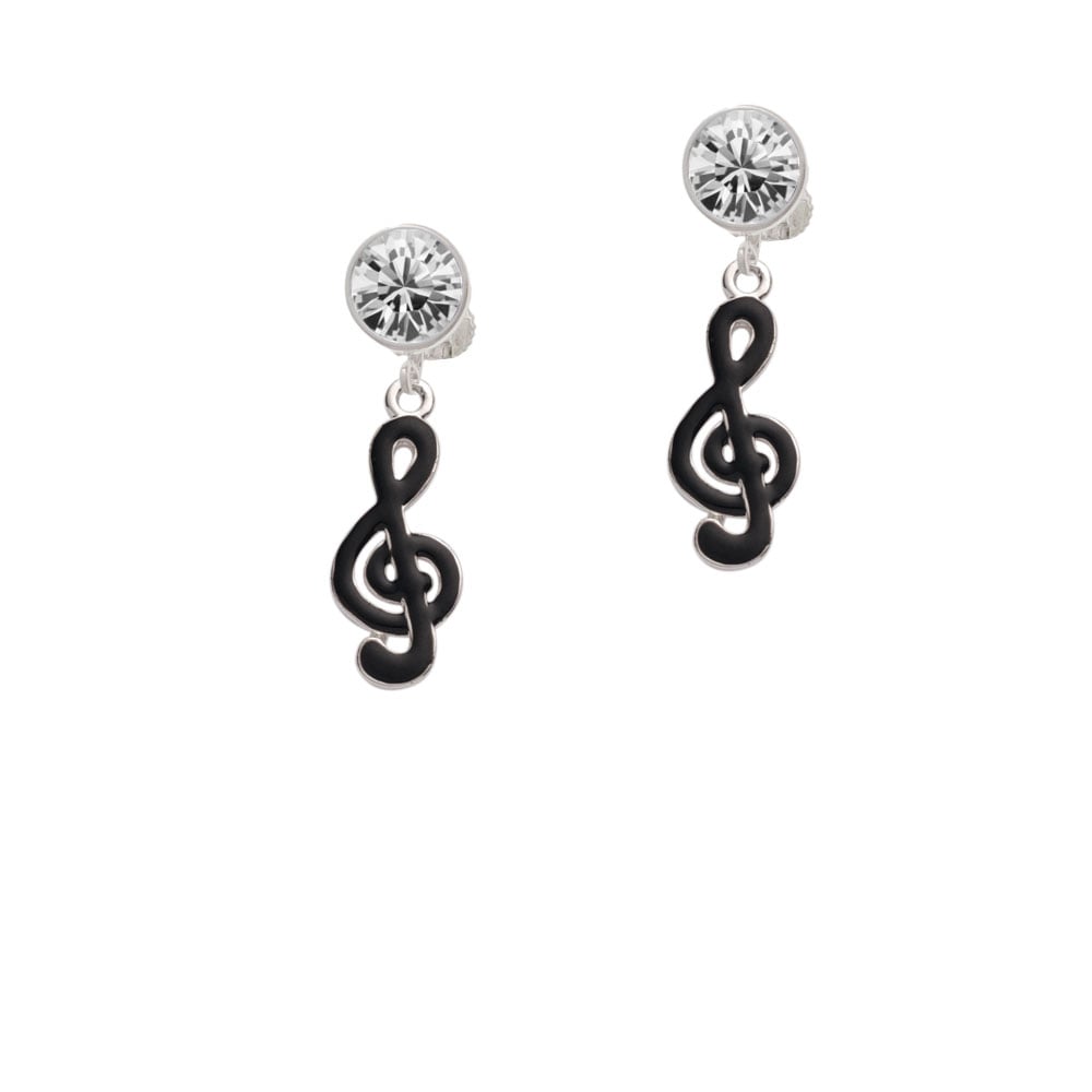 Black Clef Crystal Clip On Earrings Image 1