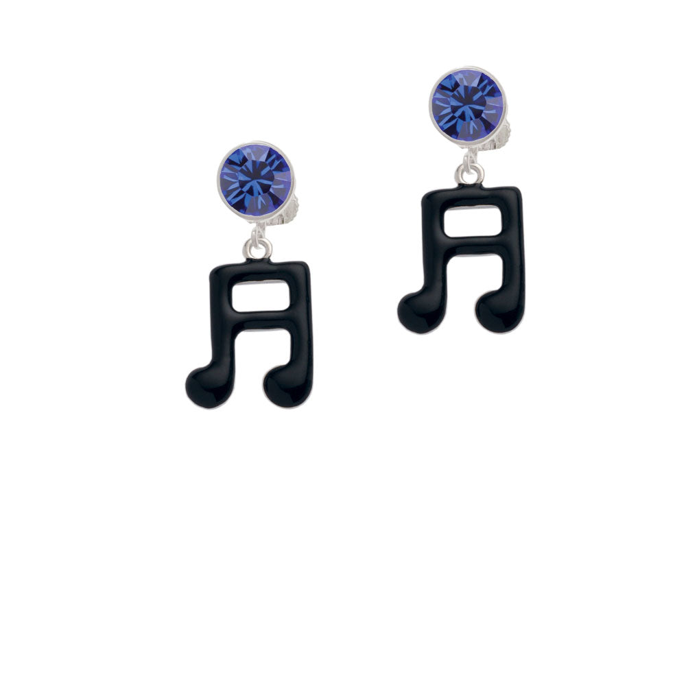 Black Sixteenth Note Crystal Clip On Earrings Image 7