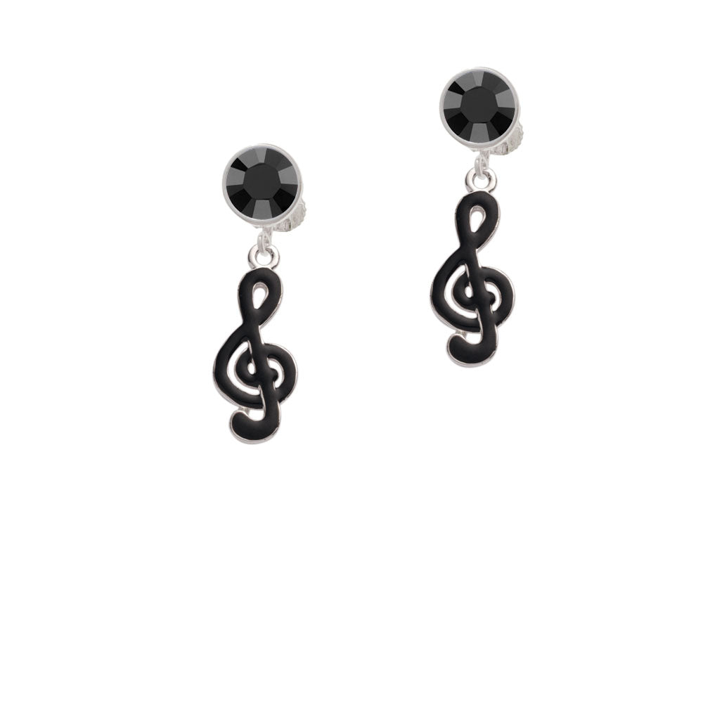 Black Clef Crystal Clip On Earrings Image 3