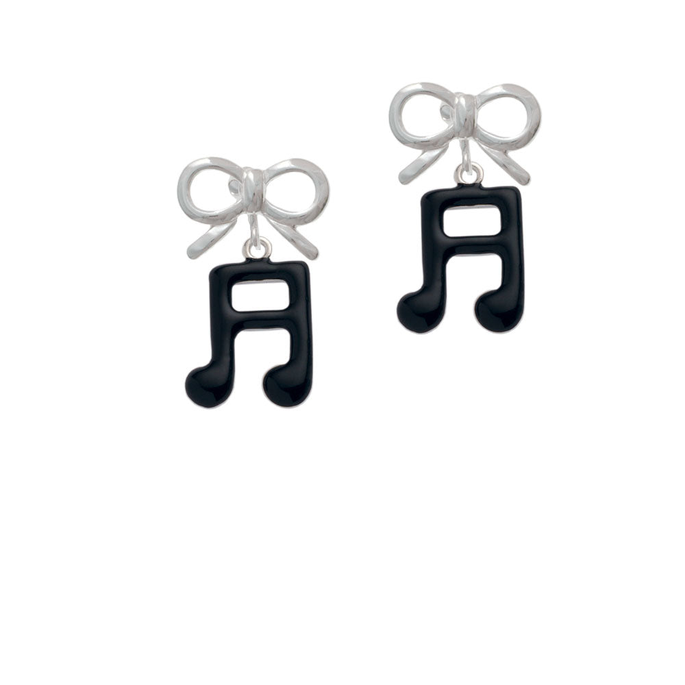 Black Sixteenth Note Crystal Clip On Earrings Image 9