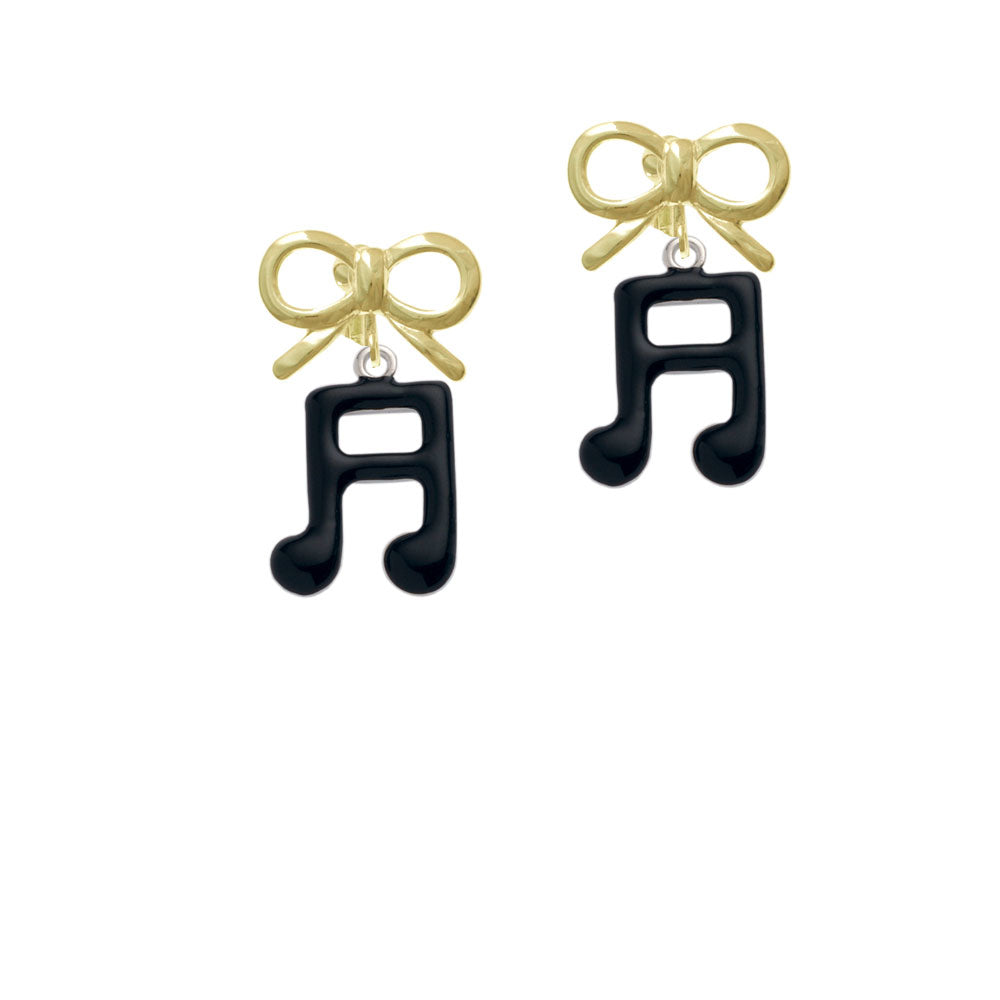 Black Sixteenth Note Crystal Clip On Earrings Image 10