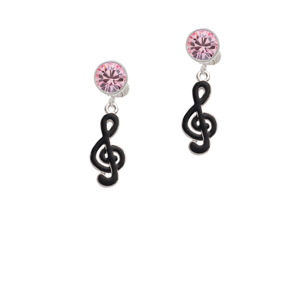 Black Clef Crystal Clip On Earrings Image 4