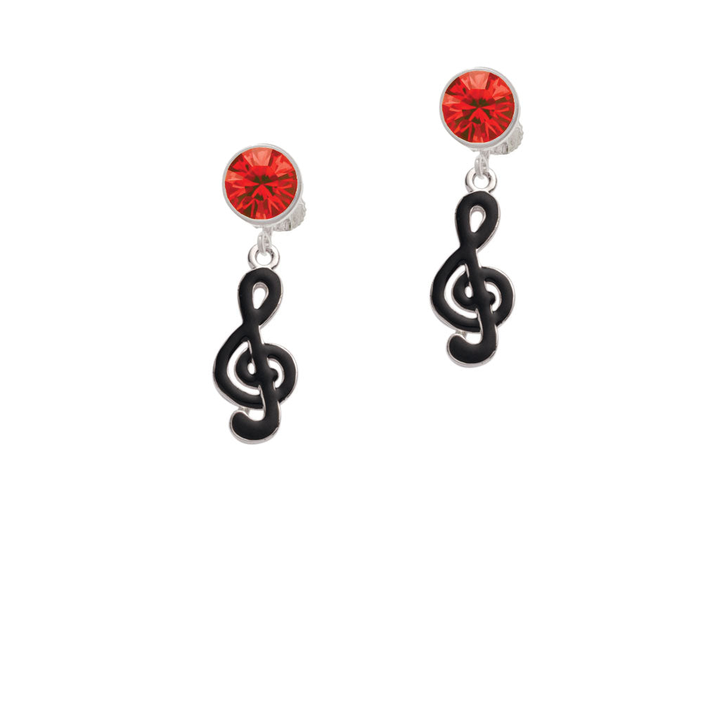 Black Clef Crystal Clip On Earrings Image 4