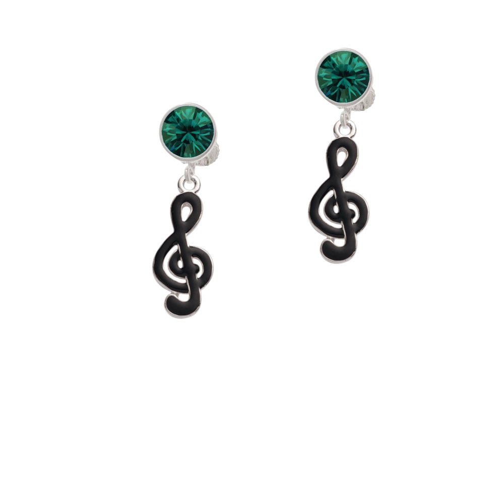 Black Clef Crystal Clip On Earrings Image 6