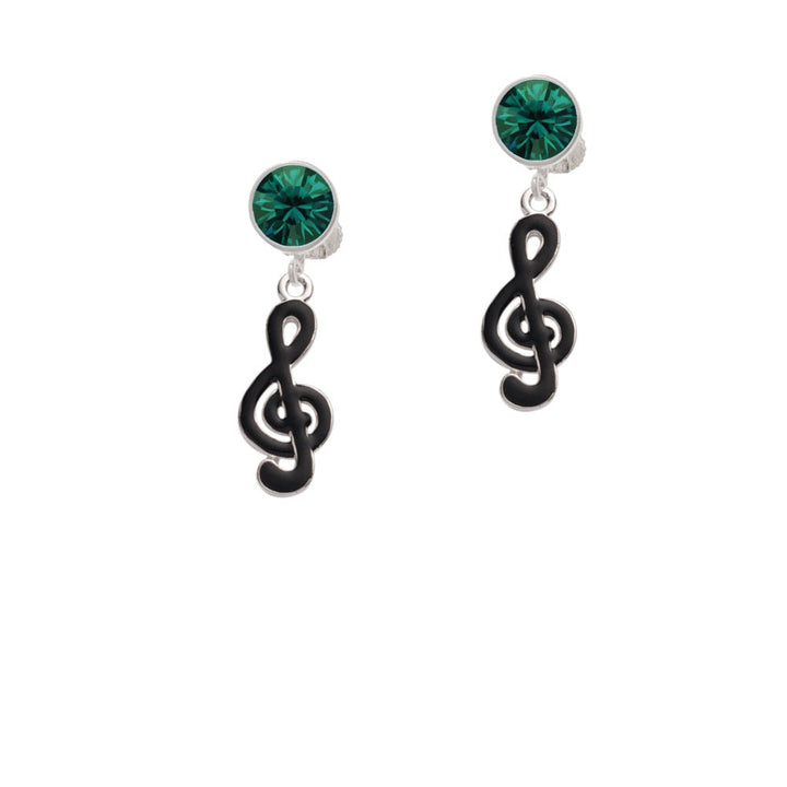 Black Clef Crystal Clip On Earrings Image 1