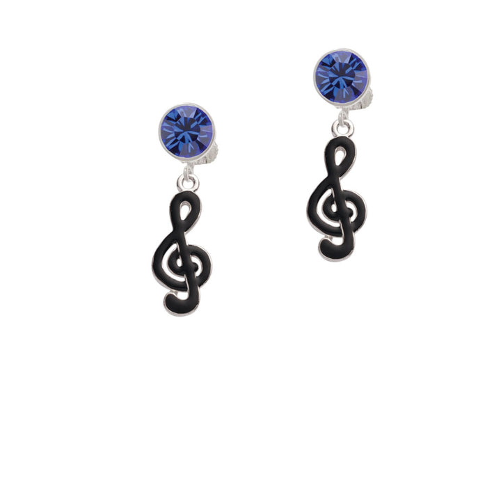 Black Clef Crystal Clip On Earrings Image 7