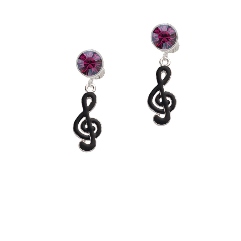 Black Clef Crystal Clip On Earrings Image 8