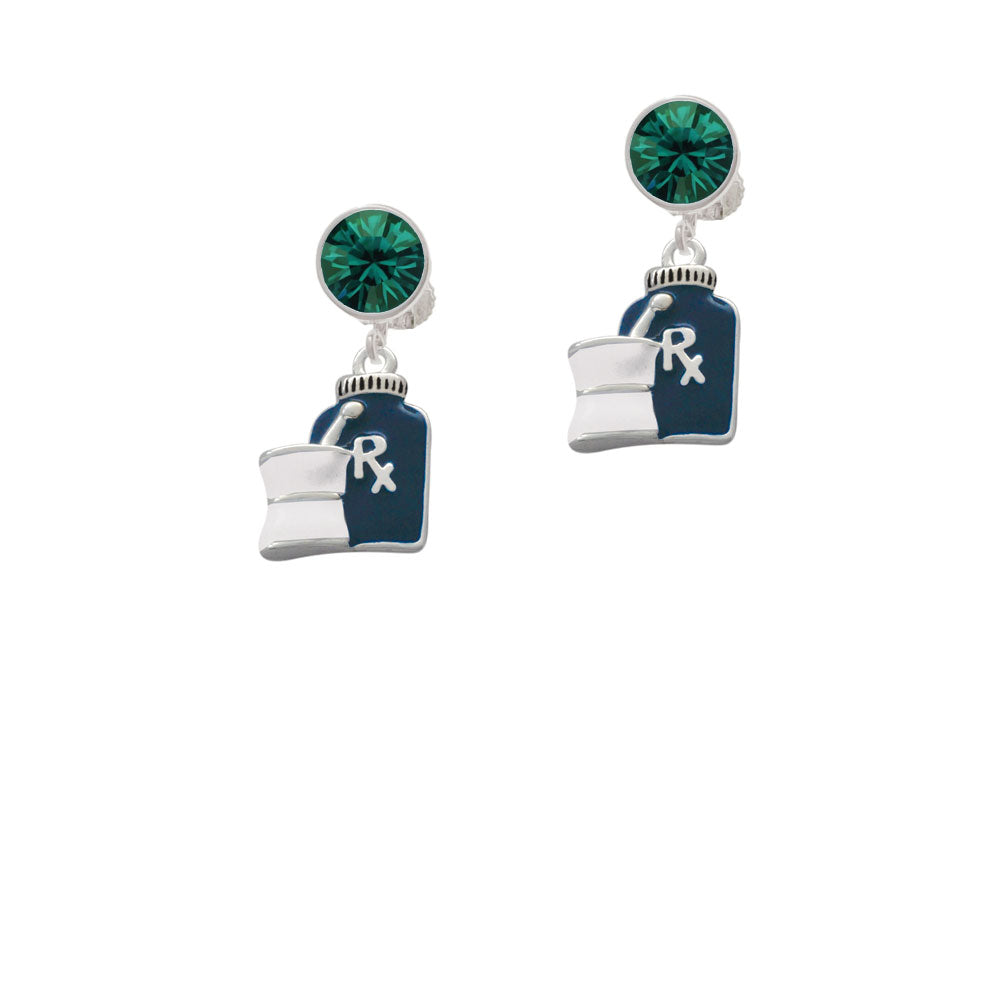 Blue Prescription Bottle Crystal Clip On Earrings Image 6