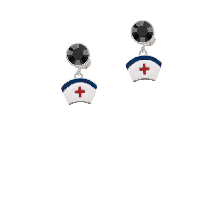 Nurse Hat Crystal Clip On Earrings Image 3