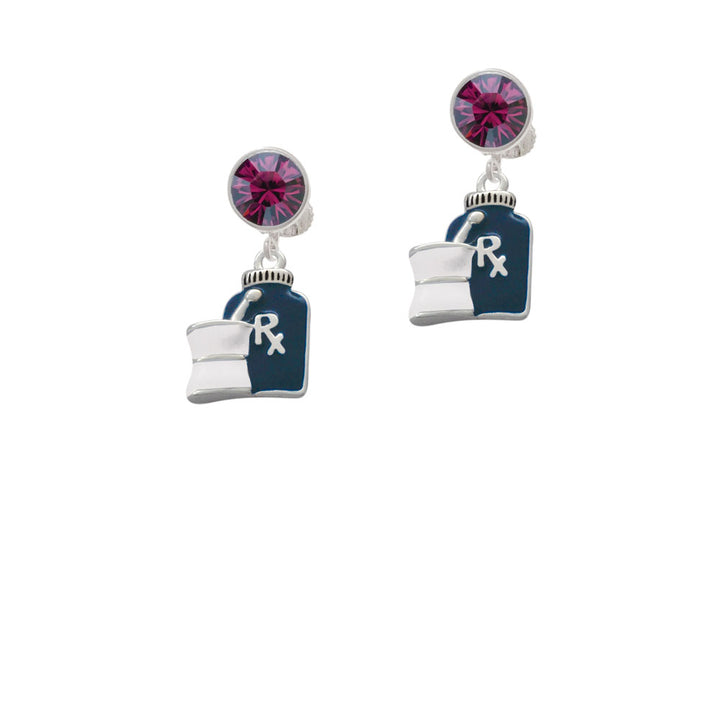 Blue Prescription Bottle Crystal Clip On Earrings Image 8