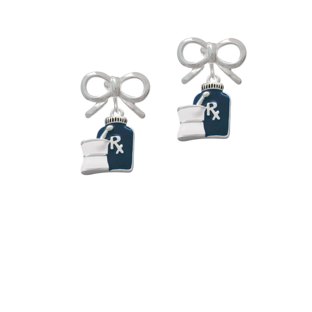 Blue Prescription Bottle Crystal Clip On Earrings Image 9