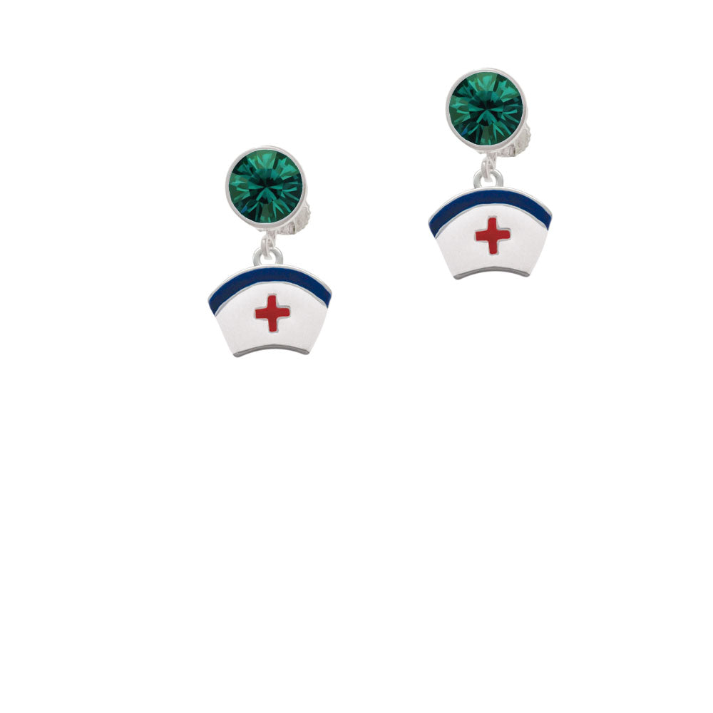 Nurse Hat Crystal Clip On Earrings Image 6