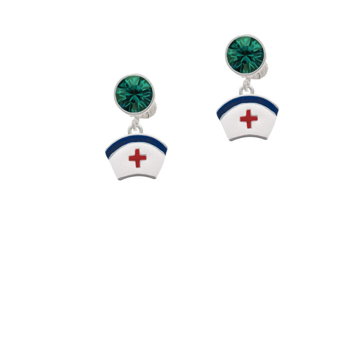 Nurse Hat Crystal Clip On Earrings Image 1