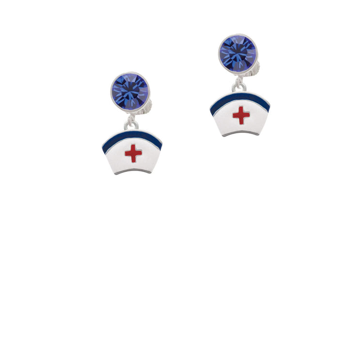 Nurse Hat Crystal Clip On Earrings Image 7