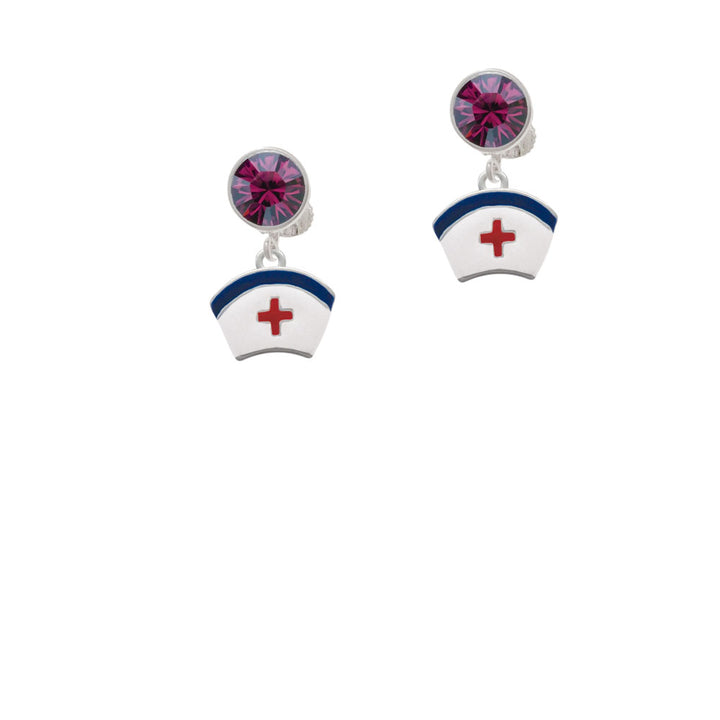 Nurse Hat Crystal Clip On Earrings Image 8