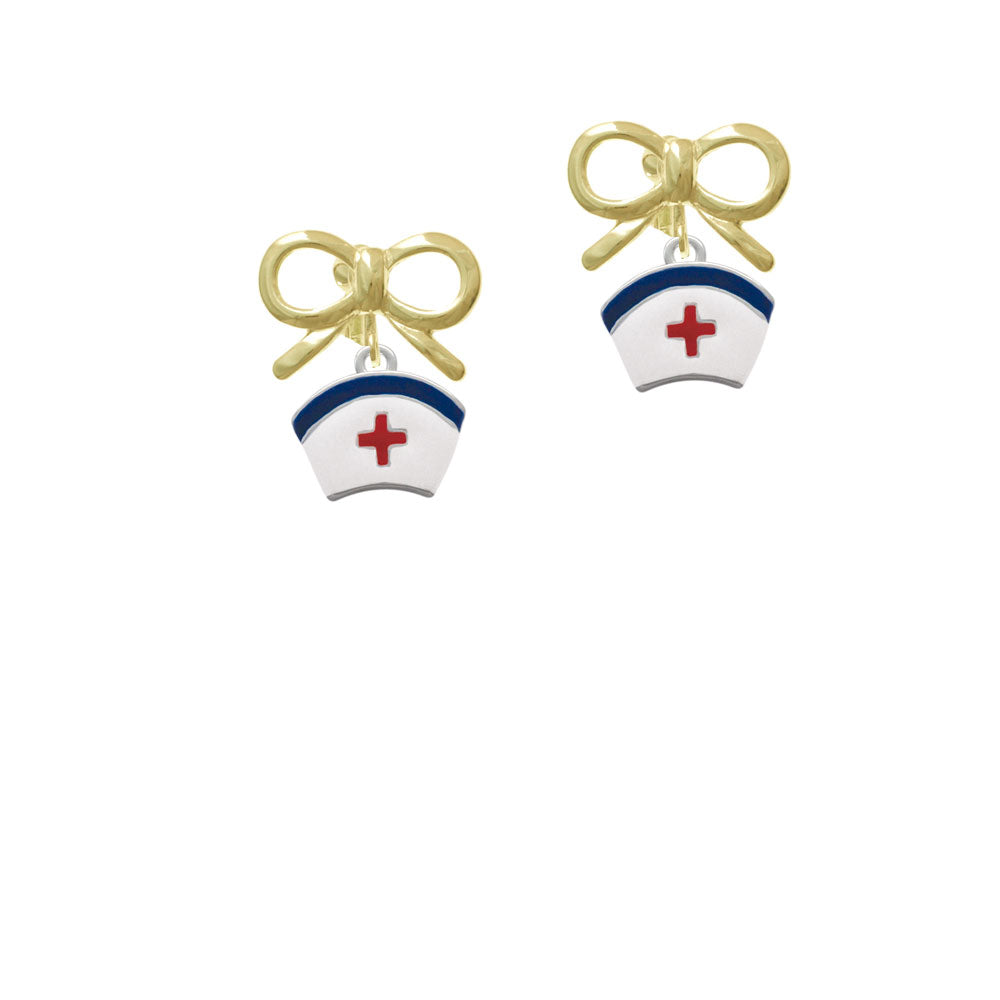 Nurse Hat Crystal Clip On Earrings Image 10