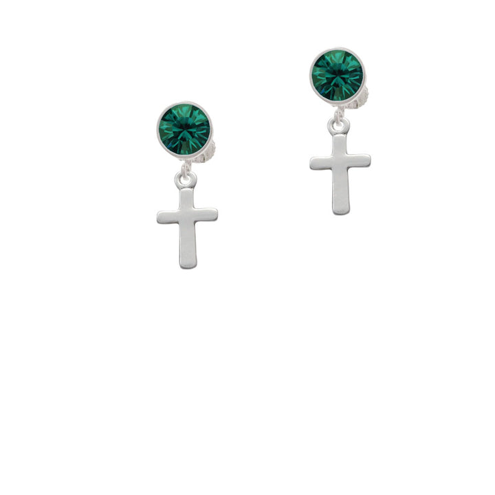 Simple Plain Small Cross Crystal Clip On Earrings Image 6