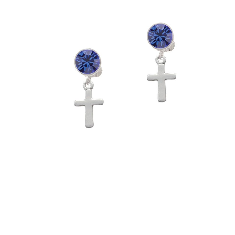 Simple Plain Small Cross Crystal Clip On Earrings Image 7