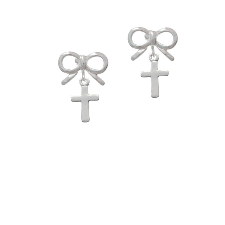 Simple Plain Small Cross Crystal Clip On Earrings Image 9