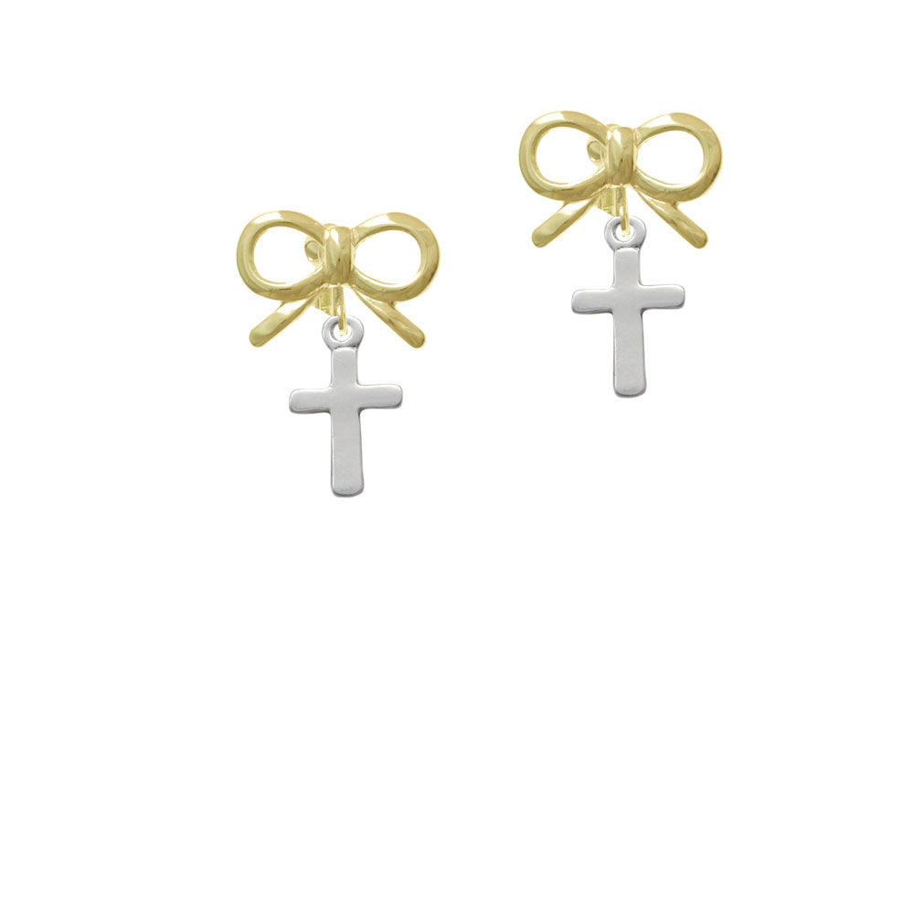 Simple Plain Small Cross Crystal Clip On Earrings Image 10