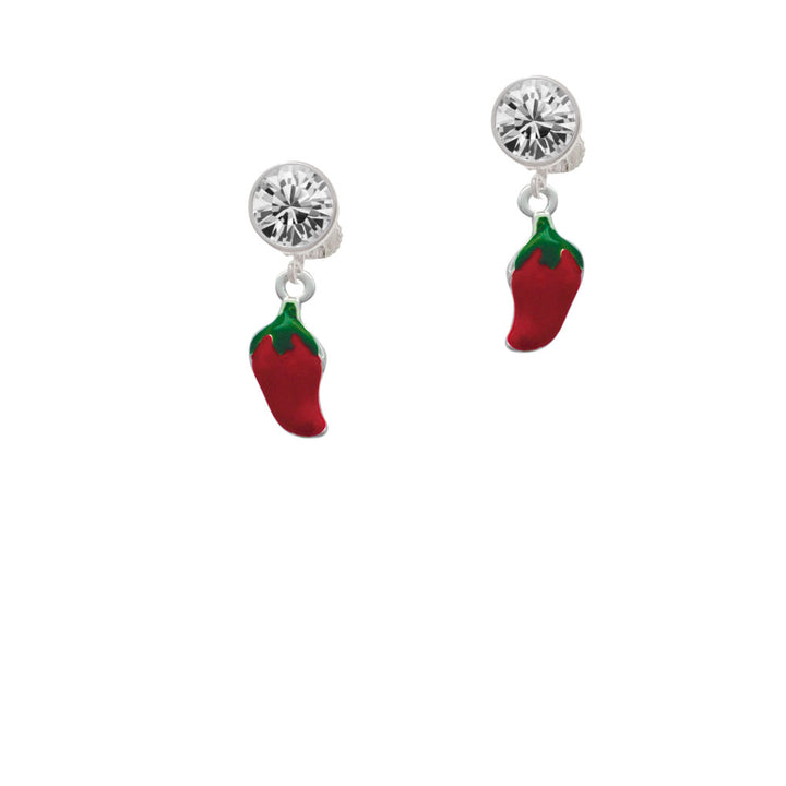 Red Jalapeno Crystal Clip On Earrings Image 2