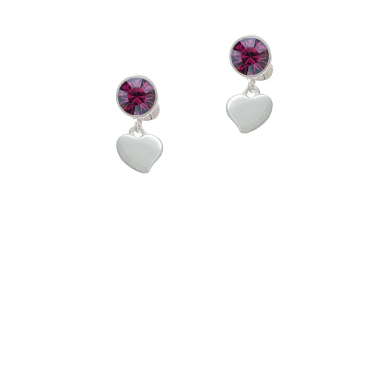 Small 2-D Puffy Heart Crystal Clip On Earrings Image 8