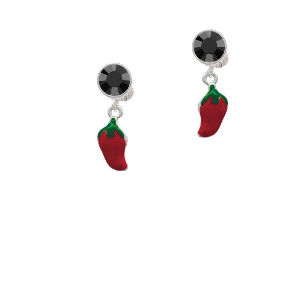 Red Jalapeno Crystal Clip On Earrings Image 3