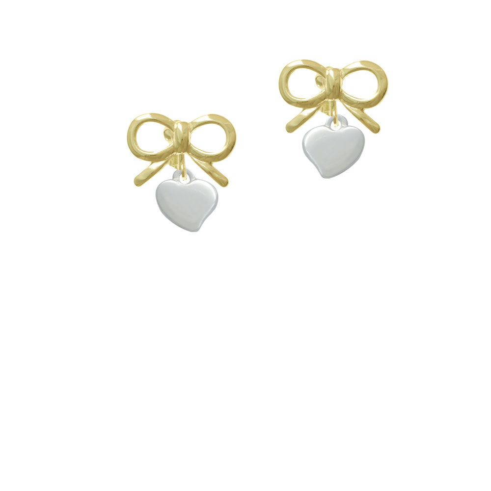 Small 2-D Puffy Heart Crystal Clip On Earrings Image 10