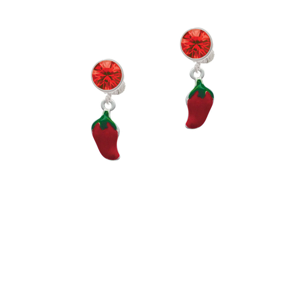 Red Jalapeno Crystal Clip On Earrings Image 4