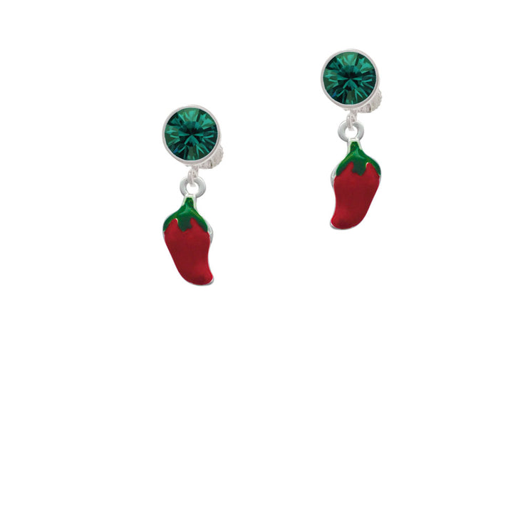 Red Jalapeno Crystal Clip On Earrings Image 6