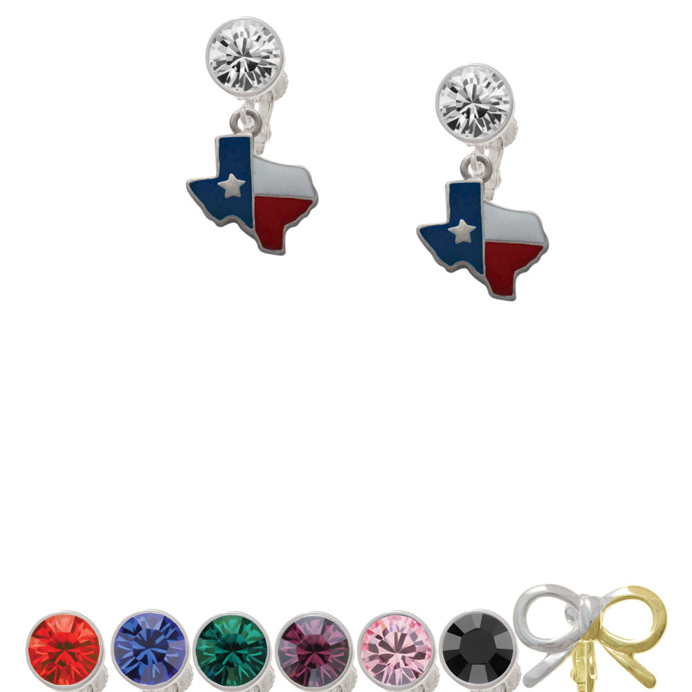 Enamel Lone Star Texas Crystal Clip On Earrings Image 1