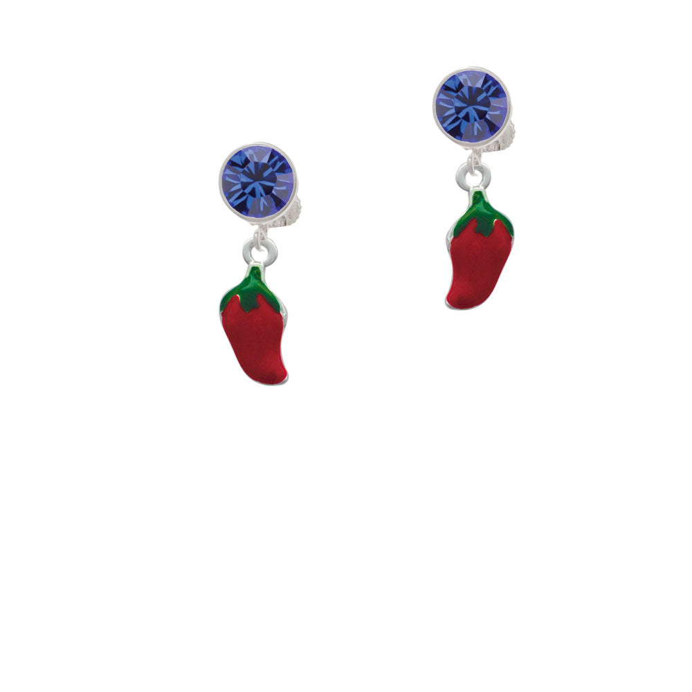 Red Jalapeno Crystal Clip On Earrings Image 7