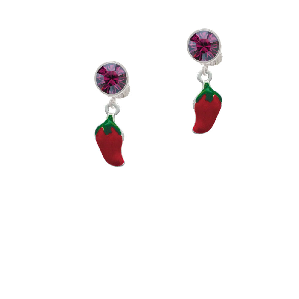 Red Jalapeno Crystal Clip On Earrings Image 8