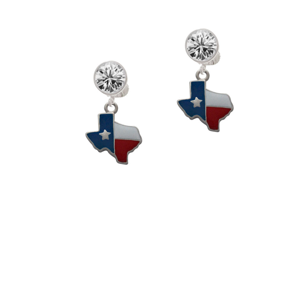 Enamel Lone Star Texas Crystal Clip On Earrings Image 2