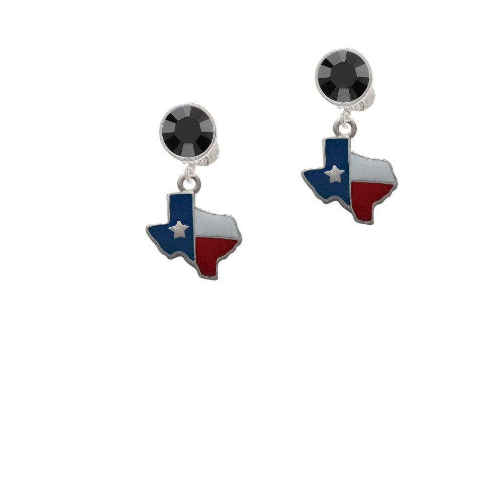 Enamel Lone Star Texas Crystal Clip On Earrings Image 3