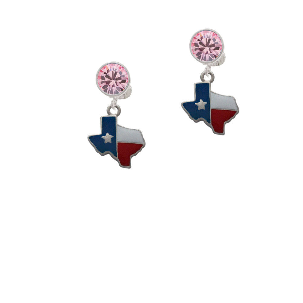 Enamel Lone Star Texas Crystal Clip On Earrings Image 4