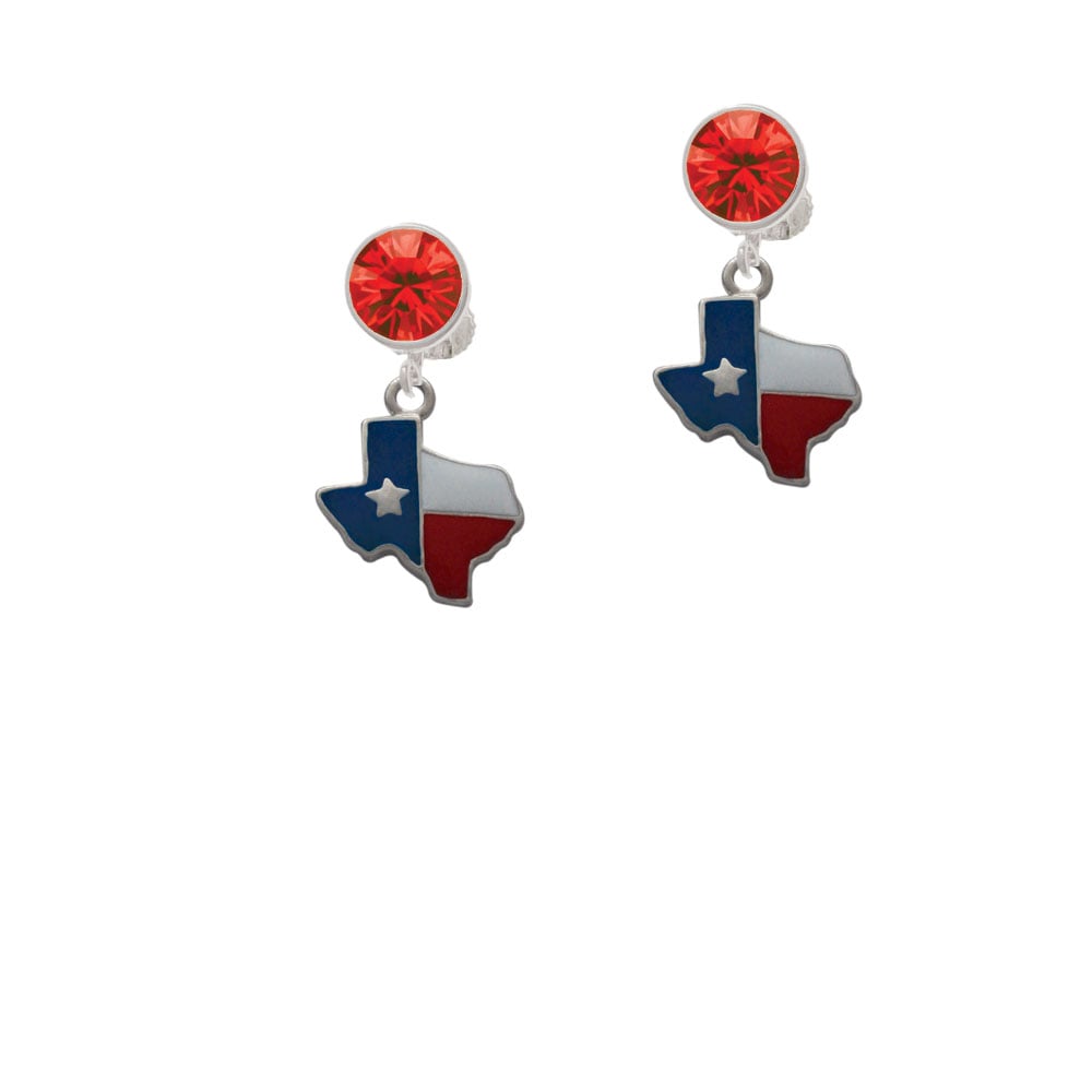 Enamel Lone Star Texas Crystal Clip On Earrings Image 1