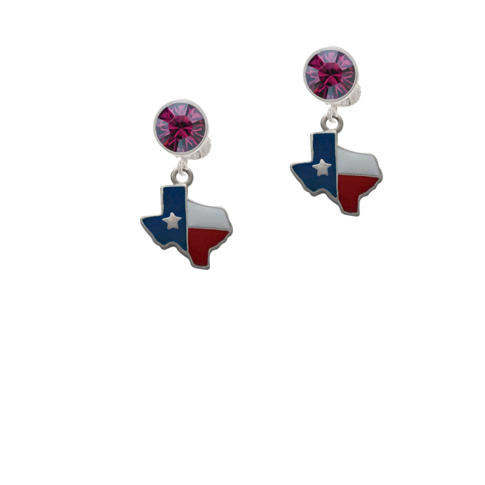 Enamel Lone Star Texas Crystal Clip On Earrings Image 8