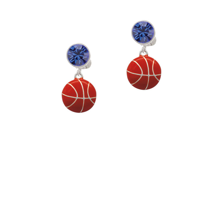 Large Enamel Basketball Crystal Clip On Earrings Image 7