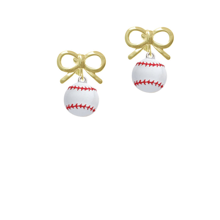 Large White Enamel Baseball Crystal Clip On Earrings Image 10