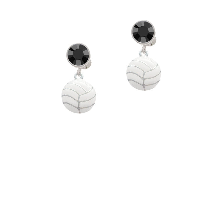 Large Volleyball Crystal Clip On Earrings Image 3