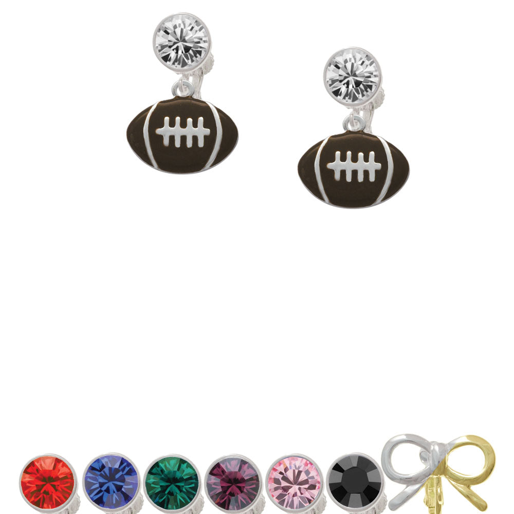 Large Enamel Football Crystal Clip On Earrings Image 1