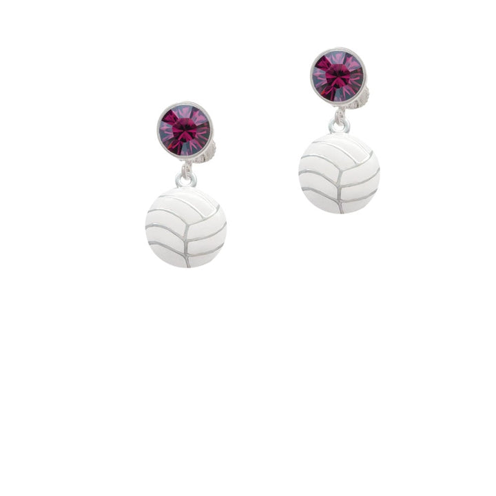 Large Volleyball Crystal Clip On Earrings Image 1