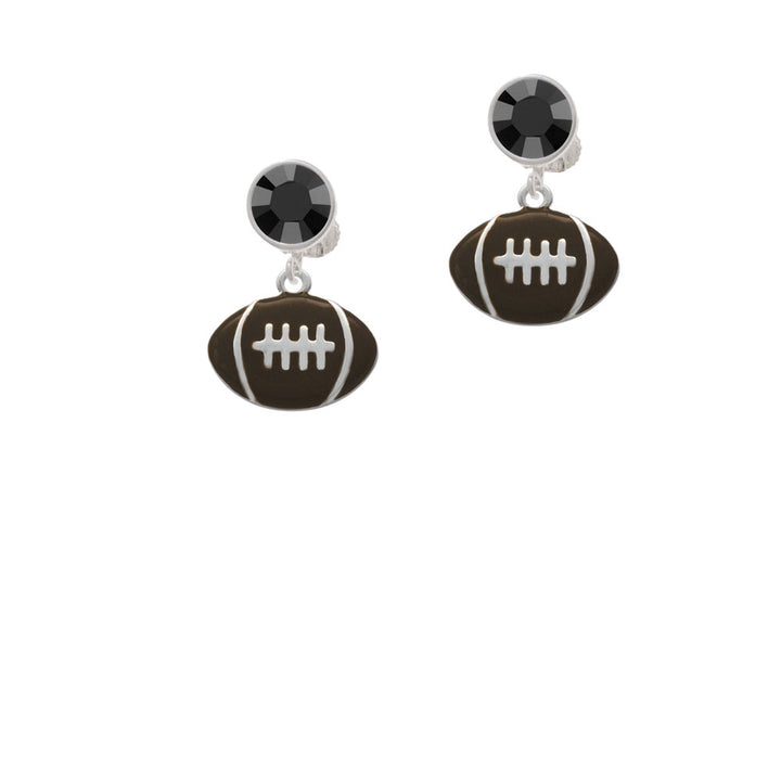 Large Enamel Football Crystal Clip On Earrings Image 3