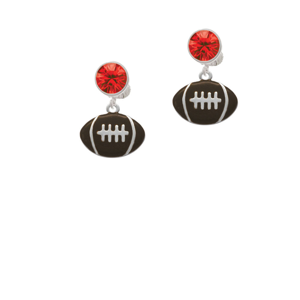 Large Enamel Football Crystal Clip On Earrings Image 4