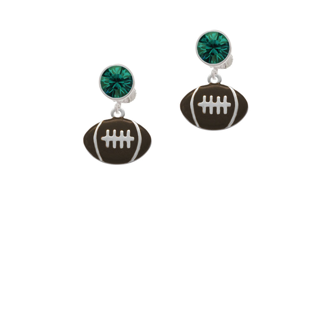 Large Enamel Football Crystal Clip On Earrings Image 6