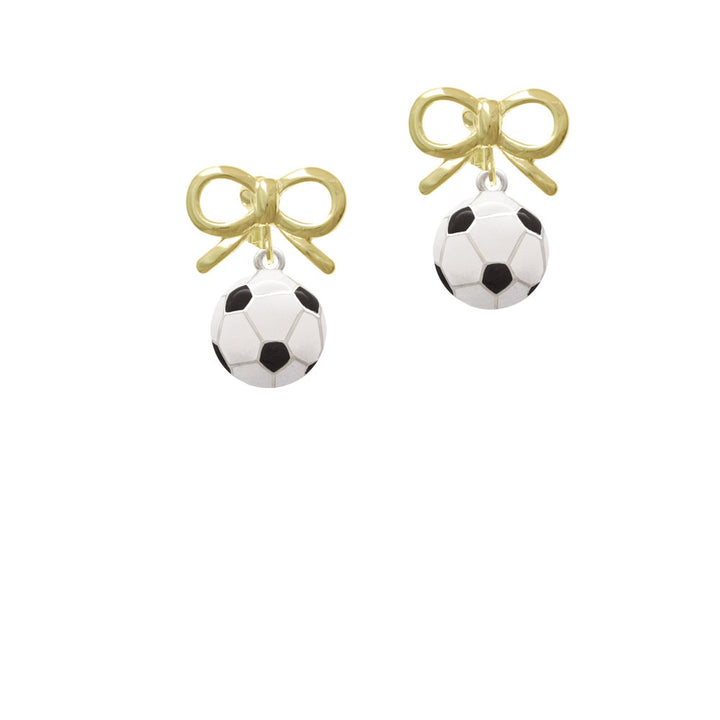 Large Enamel Soccer ball Crystal Clip On Earrings Image 10