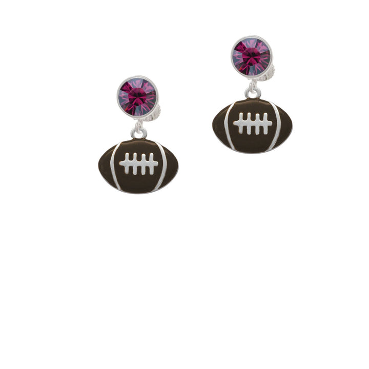 Large Enamel Football Crystal Clip On Earrings Image 8