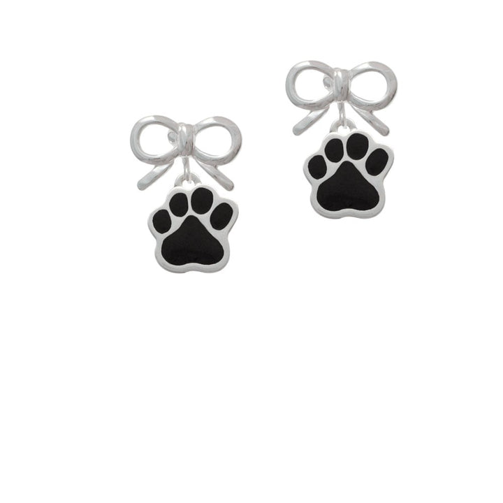 Large Black Paw Crystal Clip On Earrings Image 9