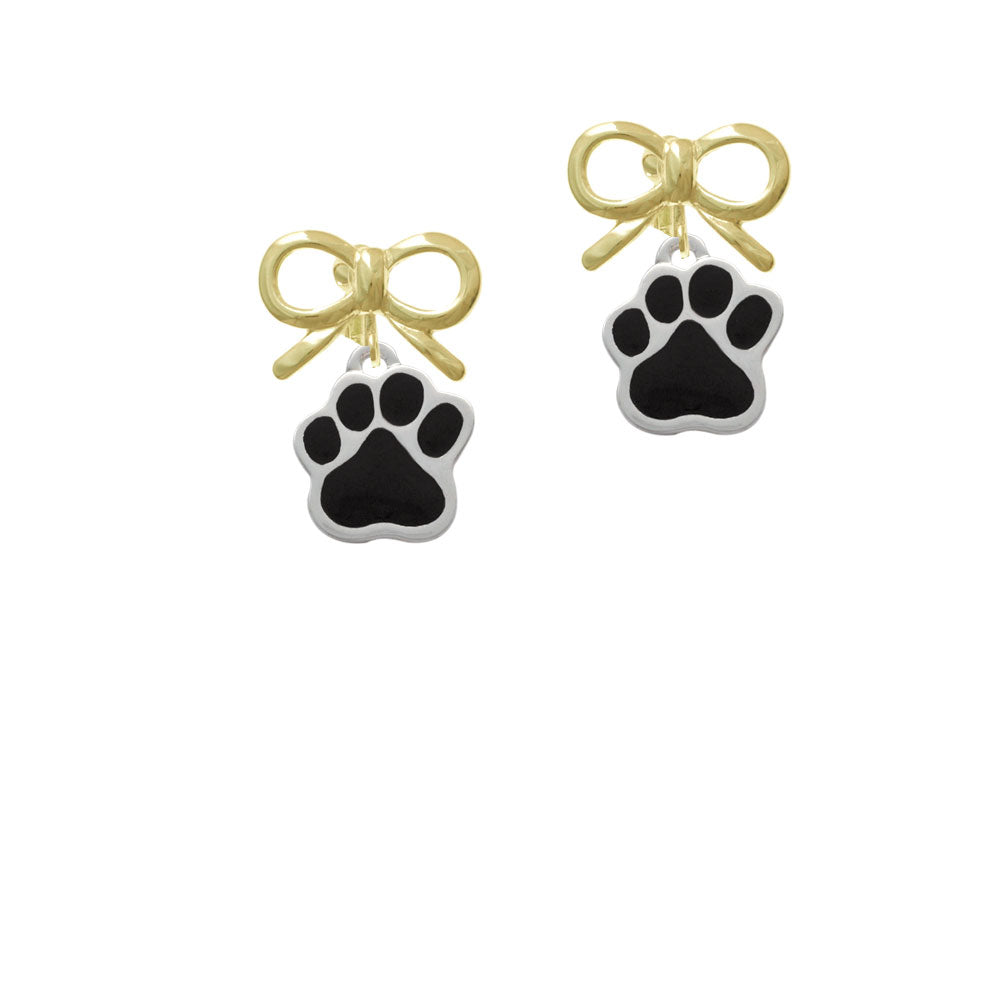 Large Black Paw Crystal Clip On Earrings Image 10